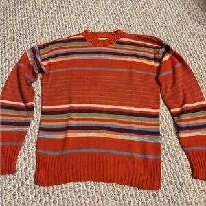 Vintage Striped Orange Multicolor Women's Sweater